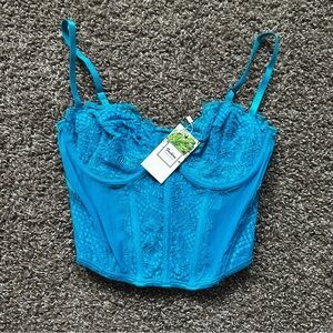 New with Tags Bright Blue Lace Corset Top Size S
